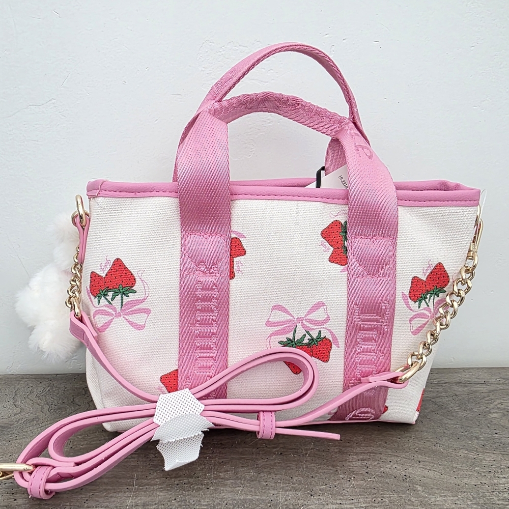 Viral Juicy Couture Strawberry Mini Bag Strawberry Pink Bow Teddy Bear - Picture 5 of 7